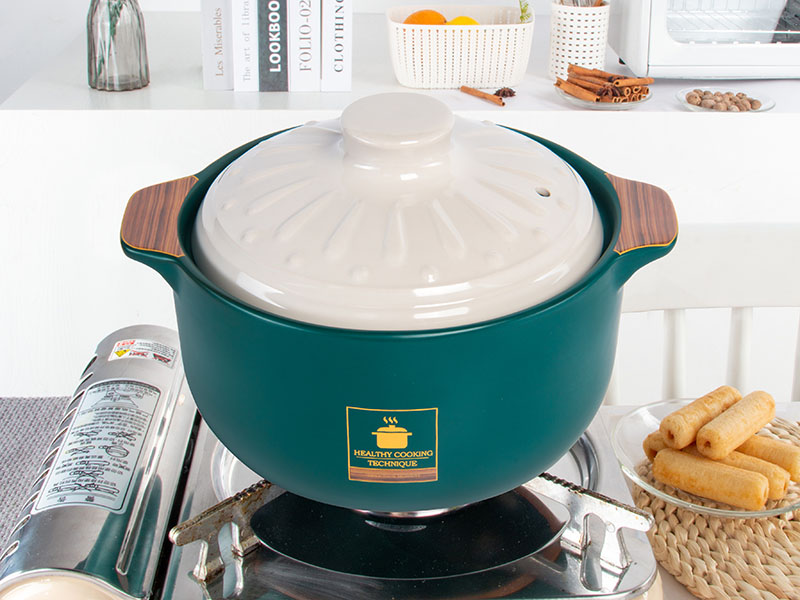 Stewed Pot - Peacock Green Wood - White Cap